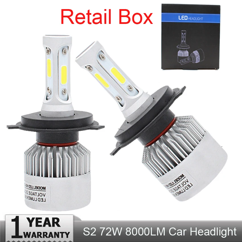 

Muxall Super bright Auto Car H8 H11 H7 H4 H1 LED Headlights 6500K Cool white 72W 8000LM COB Bulbs Diodes Automobiles Parts Lamp
