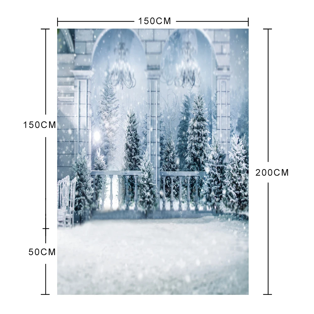 Рождественские фоны для фотосъемки снежные сосны фон студийный K 10223|christmas