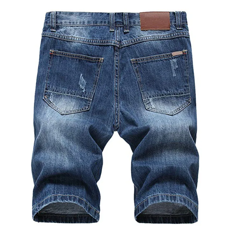 Generic Mens Fashion Ripped Distressed Hole Straight Fit Denim Shorts
