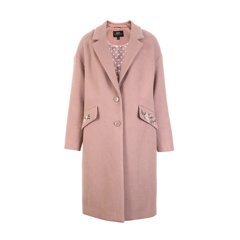 Najtaniej Tylko 2019 jesień zima kobiety wełniany płaszcz nowy damski haftowany wełniany płaszcz | 11834S539