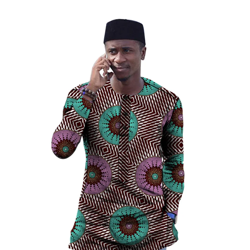 

African shirt men fashion print dashiki tops custom made long sleeve shirts Ankara clothes wedding outfit for man