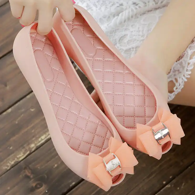 jelly peep toe flats