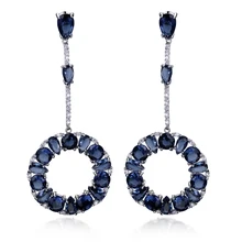DC1989 New Look Romantic Round Shape Rhodium Gold plated 7 Colors Synthetic Cubic Zirconia Drop Earrings Gift for Women SE10904