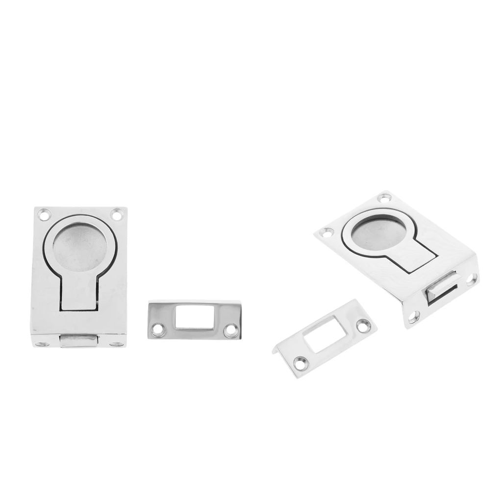 2 Pcs Marine 316 Stainless Recessed Hatch Pull Buckle Floor Latch Flush Ring Pull for Water Sports Dinghy Yacht Accessory
