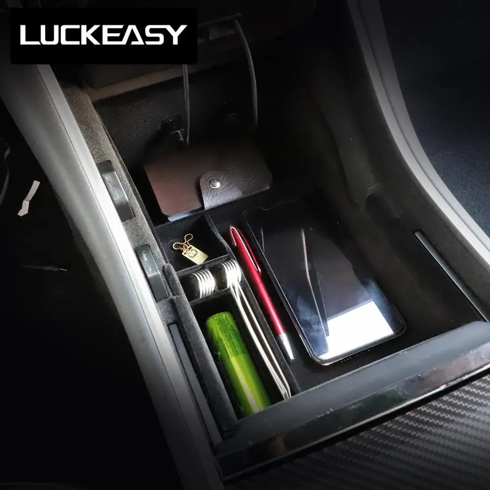  LUCKEASY Car Central storage Box for Tesla Model 3 2017 - 2019 Interior Accessories Stowing Tidying