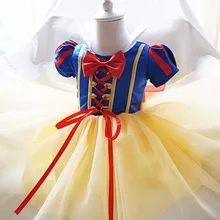 Платье принцессы Белоснежки для малышей Одежда для новорожденных девочек на первый день рождения праздничная одежда для ролевых игр От 1 до 2 лет для малышей платье для маленьких девочек