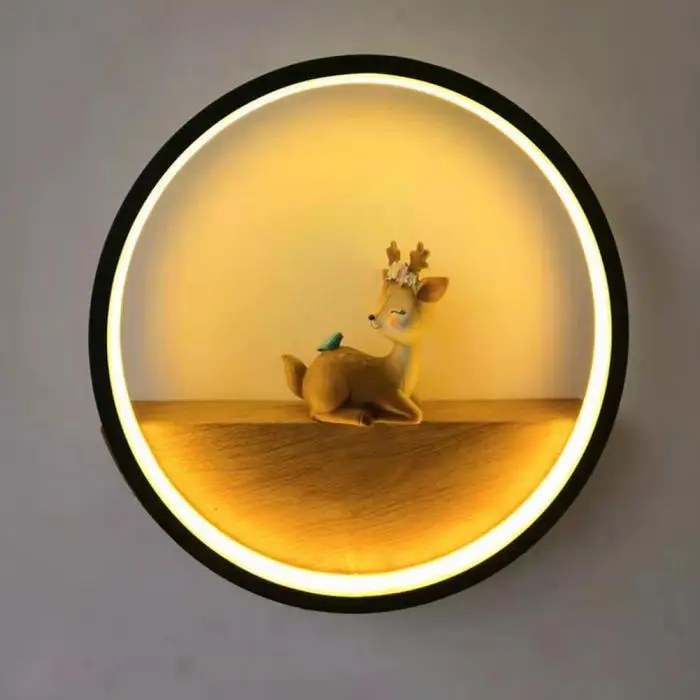 Простой современный освещенный настенный светильник Deers круглый настенный светильник для гостиной спальни QJS магазин
