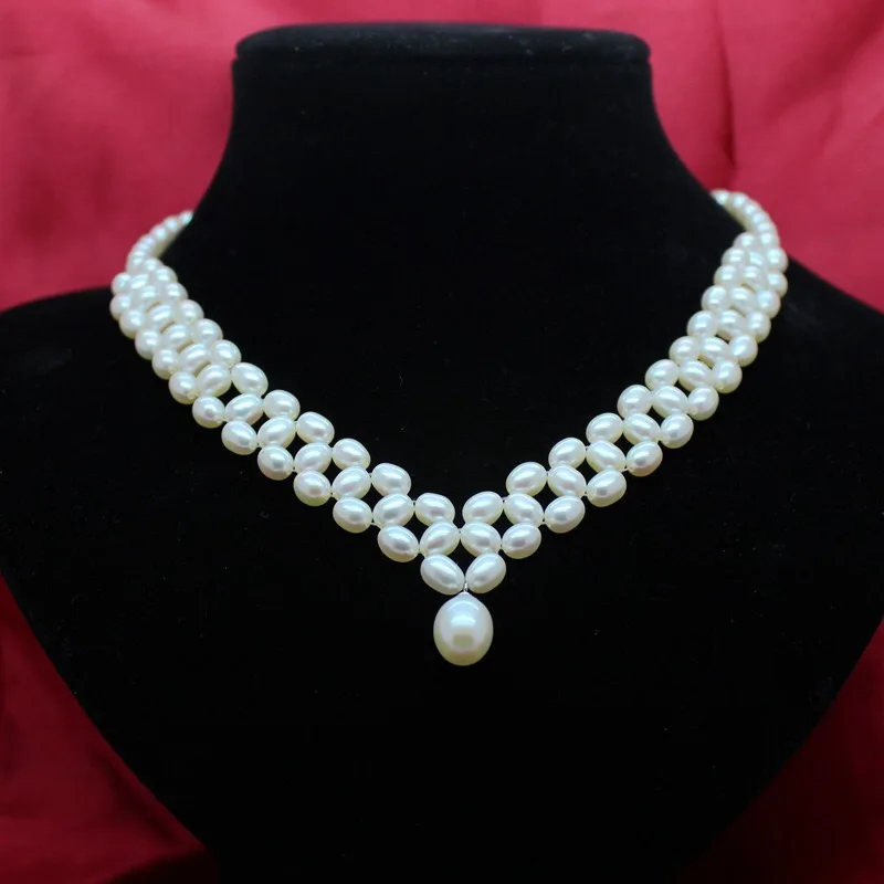 REAL PEARL Fashion Freshwater Pearl Necklace Party Wedding Necklace