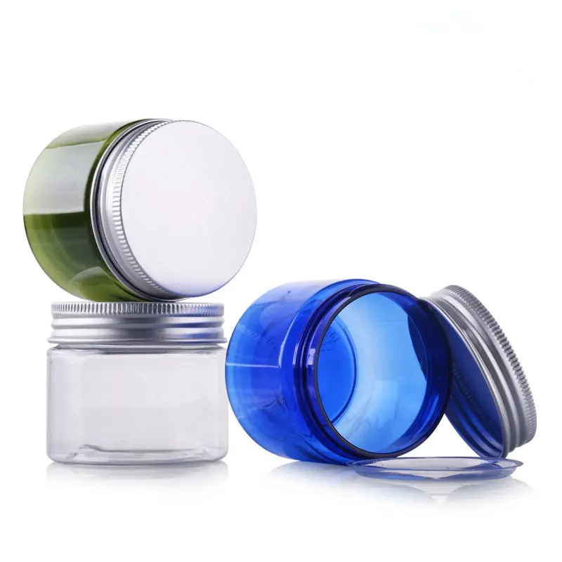 Frascos de Creme Embalagens de Cosméticos com Tampa de Alumínio Caixa com Tampa de Plástico Frasco da Amostra Lote Cor Azul Pet Frasco Vazio Claro 30 Pçs - 50g 4 Tampa De Alumínio Caixa com Tampa De