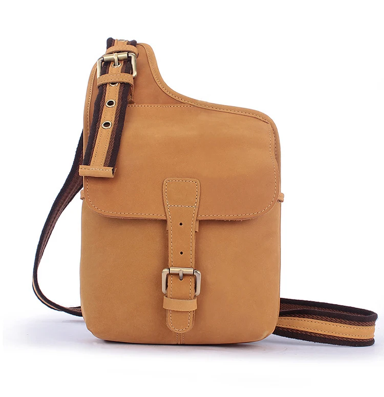 

High Quality Men Genuine Leather Chest Bags Vintage Itanlian Famous Brand Messenger Bags Men's Casual Sling Bags 8059
