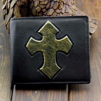 

Men Boy's Wallet Genuine Leather Coin Purse With Cross Gift
