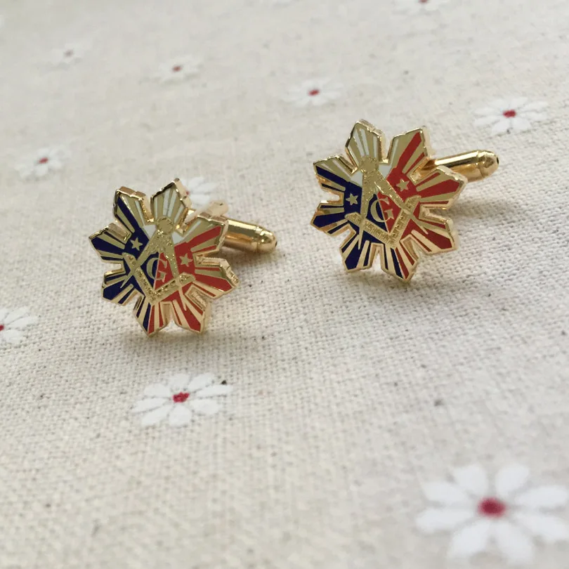 

Masonic Free Masons Cufflink Pins Sleeve (Sun3StarsCO) Sun and 3 Stars Sunburst Square and Compass Masonry Cuff links for Men