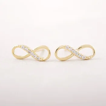 

Everfast 1Pair 3Color Fashion Zircon Infinity Stud Earrings Eight Eternal Love Symbol For Women Lady