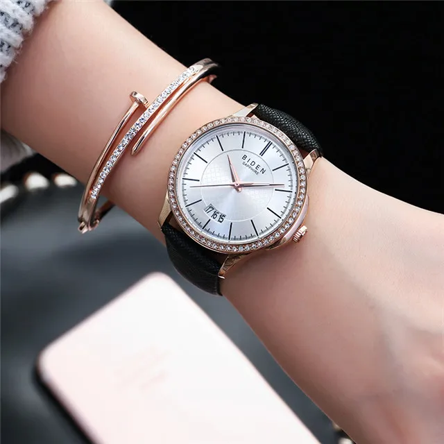 

Simple design women watches Biden luxury fashion dress quartz watch ulzzang popular brand white ladies leather wristwatch date