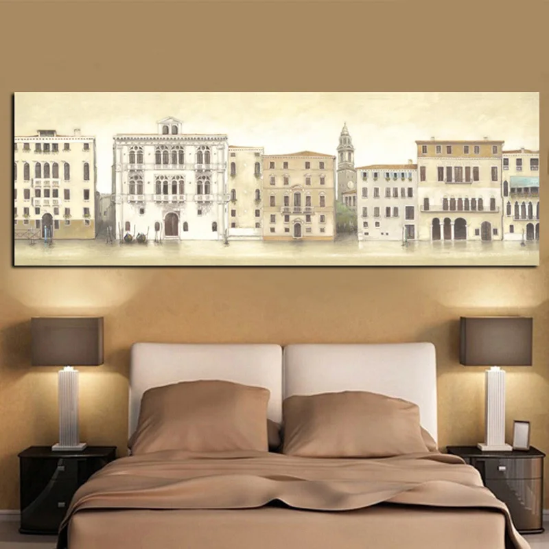 Печать на холсте абстрактный эскиз Венецианский город морской пейзаж здание картина маслом Современная Настенная картина плакат для гостиной