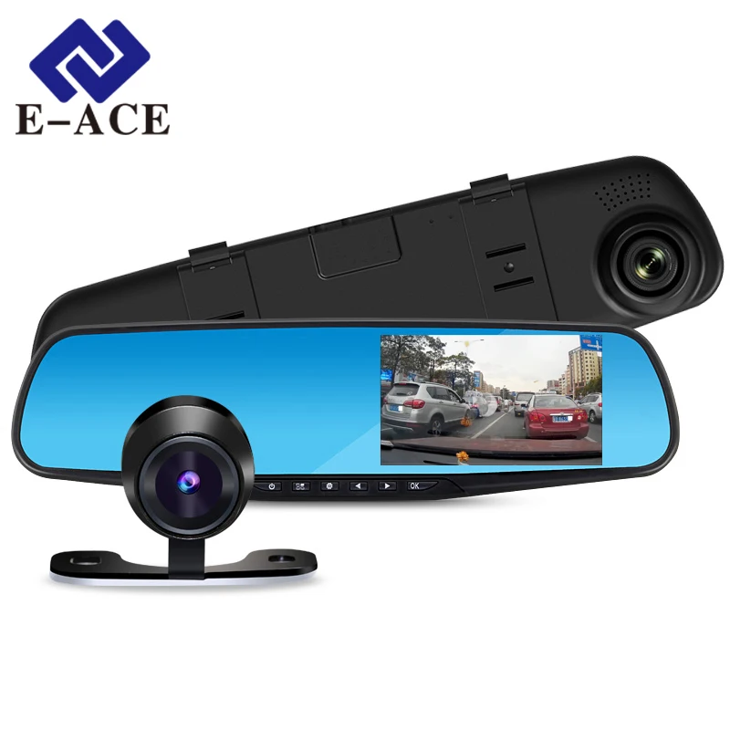 Car Dvr 1080P Dual Lens Dash Camera Mirror Digital Recorder With Rearview Camera Video Recorders Camcorder Vehicles Registrar