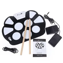 Мини-силиконовые Портативный Электронные Roll Up Барабаны Pad комплект складной Барабаны roll набор с палкой педаль Барабаны палочки USB аудио кабель