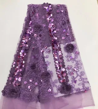 

French Net Lace Fabric 2019 African Sequins Lace Fabric Embroidery Lace Trim High Quality Africn Nigerian Party Dress
