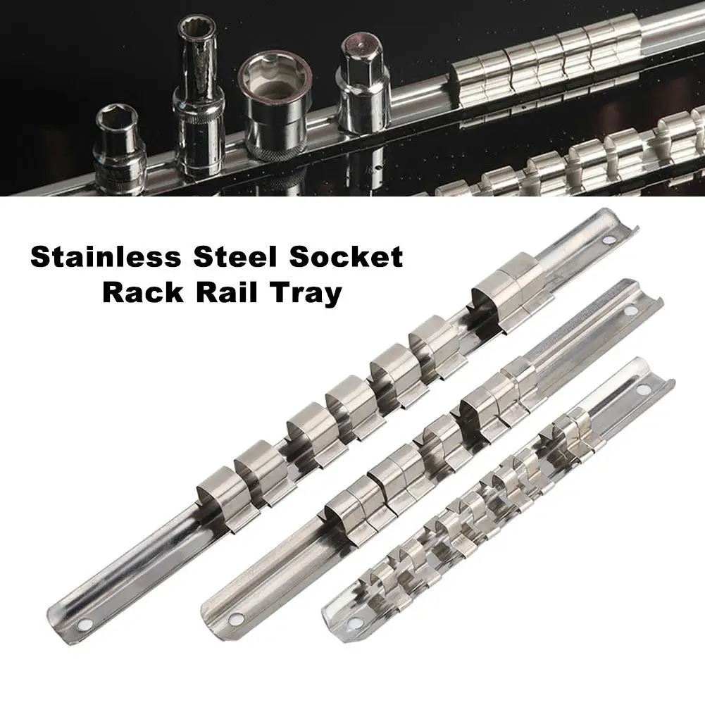 Stainless Steel 8 Positions Socket Holder Rack Storage Rail Tray Holder