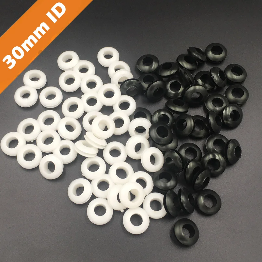 

15pcs 30mm Inner Diameter Black White Dual Side Open Hole Plug Cable Wiring Rubber Protector Ring Seal Grommet Gasket