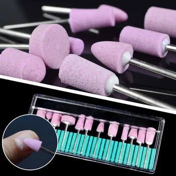 12pcs/set Professional Nail Art Polishing Grinding Head Tools Nail Art Ceramic Electric Drill Bits For Manicure Or Pedicure