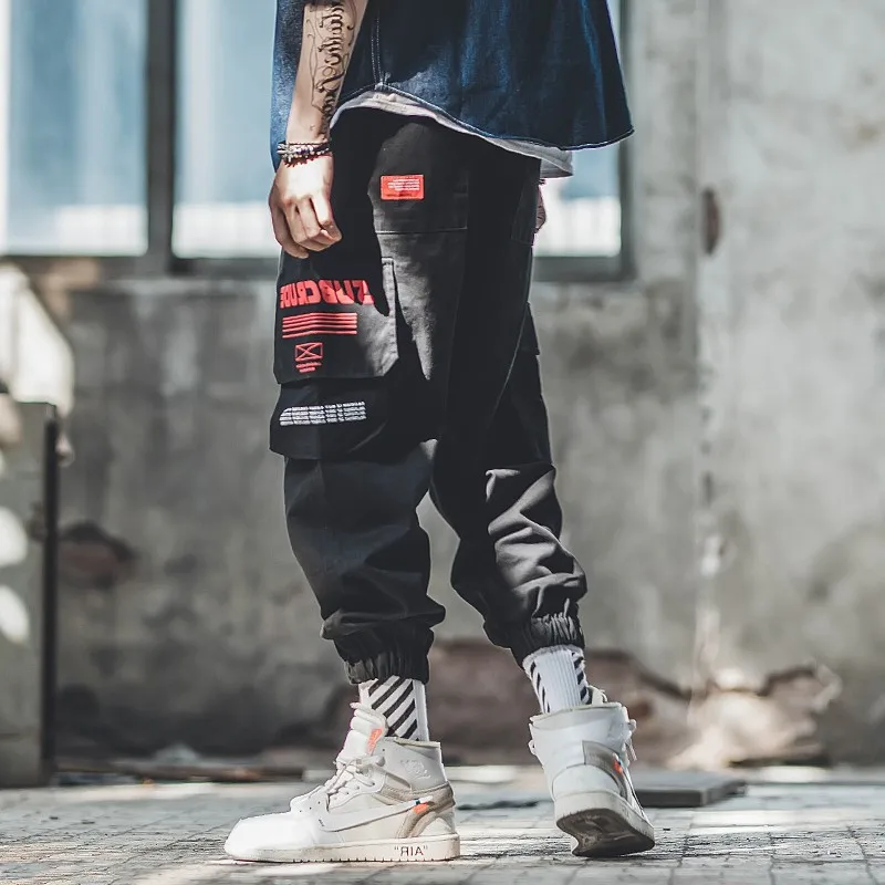

Overalls man cargo pants khaki Multi-pocket military tactical pants Japanese Harajuku streetwear men's jogger pants