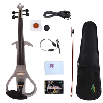

Yinfente Silver Electric Silent Violin 4/4 Handmade Free Case+Bow+Rosin+Cable #EV3