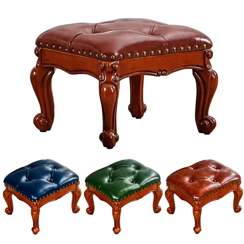 Luxurious American corium wood stools Oak coffee tables chairs small benches children's benches sofa stool Ottoman