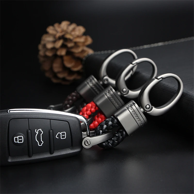 

Hand Woven Horseshoe Buckle Car Key Chain Rings Holder Keychain Keyring For Mazda/Hyundai/Mercedes Benz/BMW/Jeep/Seat/Ford/Skoda