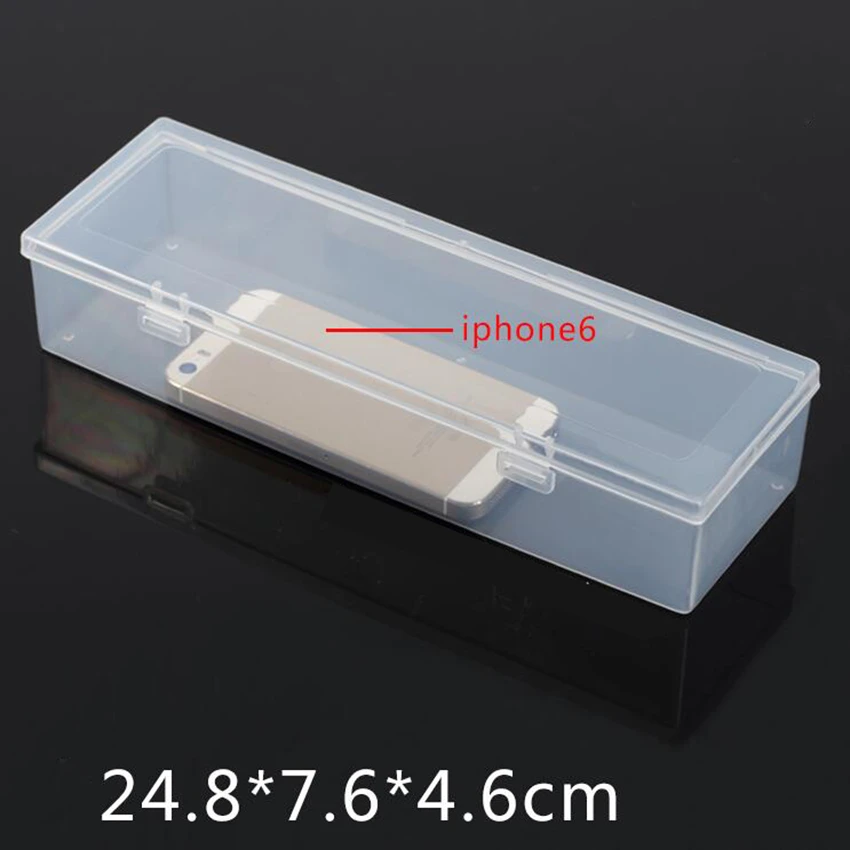 best electrician tool bag Transparent plastic long square box Storage Collections Product packaging box dressing case mini Case out size 25.3*8*5cm hyper tough tool bag