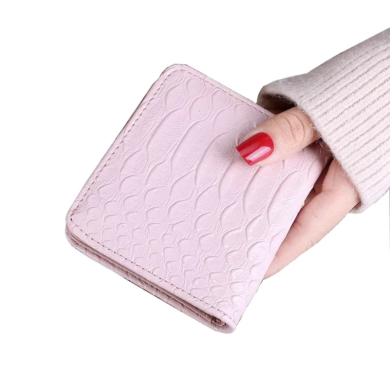 

Miyahouse Hot Sale Women Leather Wallet Short Design Card Holder Purse Female Solid Color Snake Leather Coin Purse