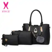 3 Pcs/Set Fashion Handbags Women Messenger Bags Female Purse Solid Shoulder Bags Office Lady Casual Tote 2018 New Top-Handle Bag