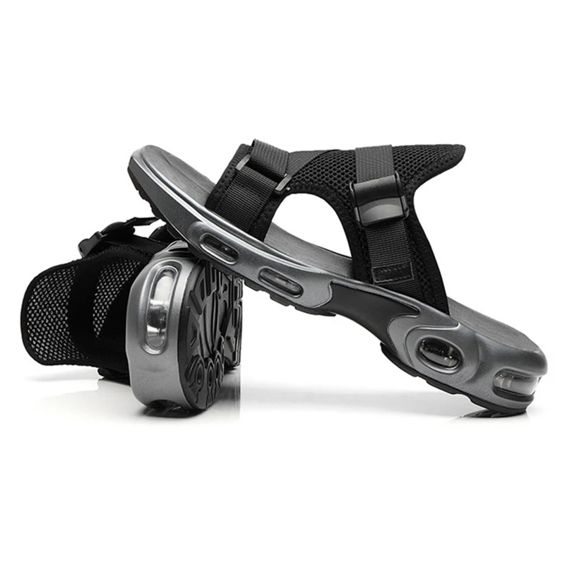 Мужские сандалии на воздушной подушке черные пляжные удобная обувь для улицы