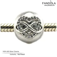 Стерлингового серебра 925 пробы прозрачный CZ бесконечность сердце зажим Пробка Шарм бусины для изготовления ювелирных изделий Подходит оригинальные кулоны браслеты сделай сам