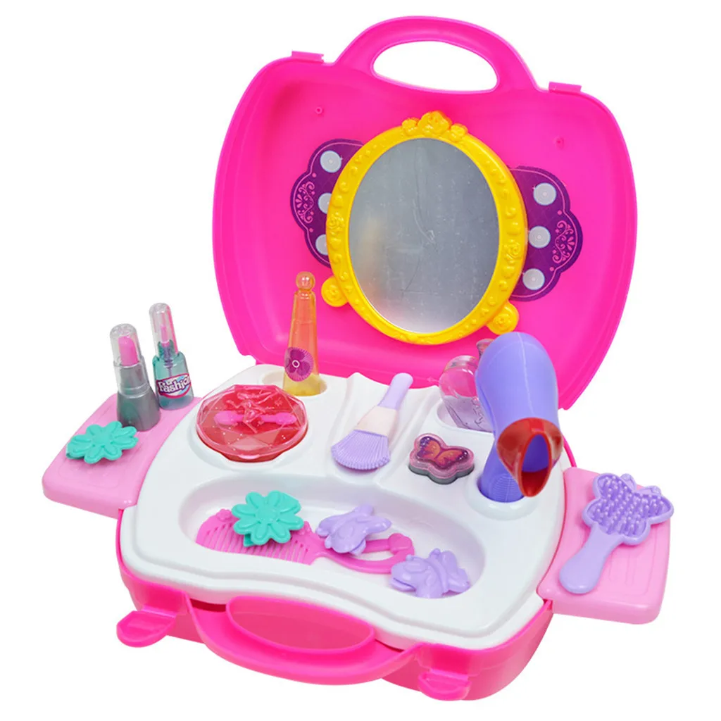 

Portable Girl's Princess Girl's Washable Makeup Toy NON TOXIC Deluxe Makeup Tool Kit Sets Hair Dryer Cosmetics ToysFor Kids GIFT