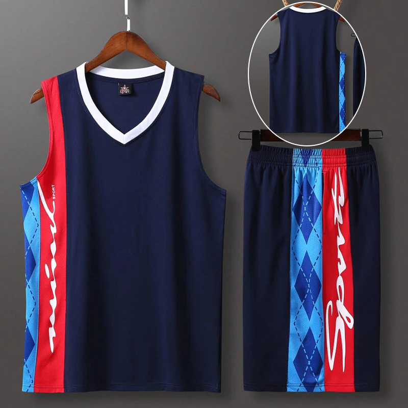 Мужские беговые баскетбольные тренировочные майки, комплекты для взрослых, спортивные костюмы для колледжа, дышащая баскетбольная форменная одежда с принтом