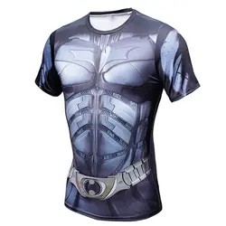 Новый Marvel супергерой Бэтмен Капитан Америка быстрое высыхание футболка Фитнес Для мужчин Crossfit Футболка короткий рукав рубашка сжатия