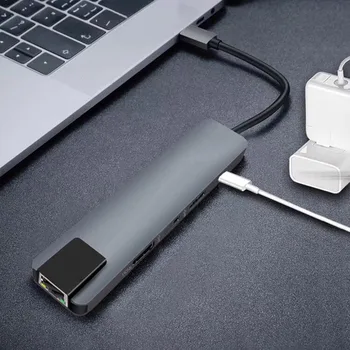 

hot-5 in 1 USB Type C Hub Hdmi 4K USB C Hub to Gigabit Ethernet Rj45 Lan Adapter for Mac book Pro Thunderbolt 3 USB-C Charger P