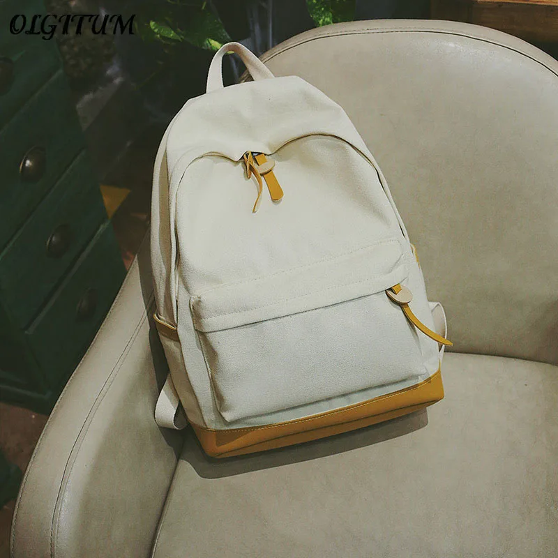 

2019 New fashion women Canvas Satchel female backpack Travel School Backpack simple cute personality backpack