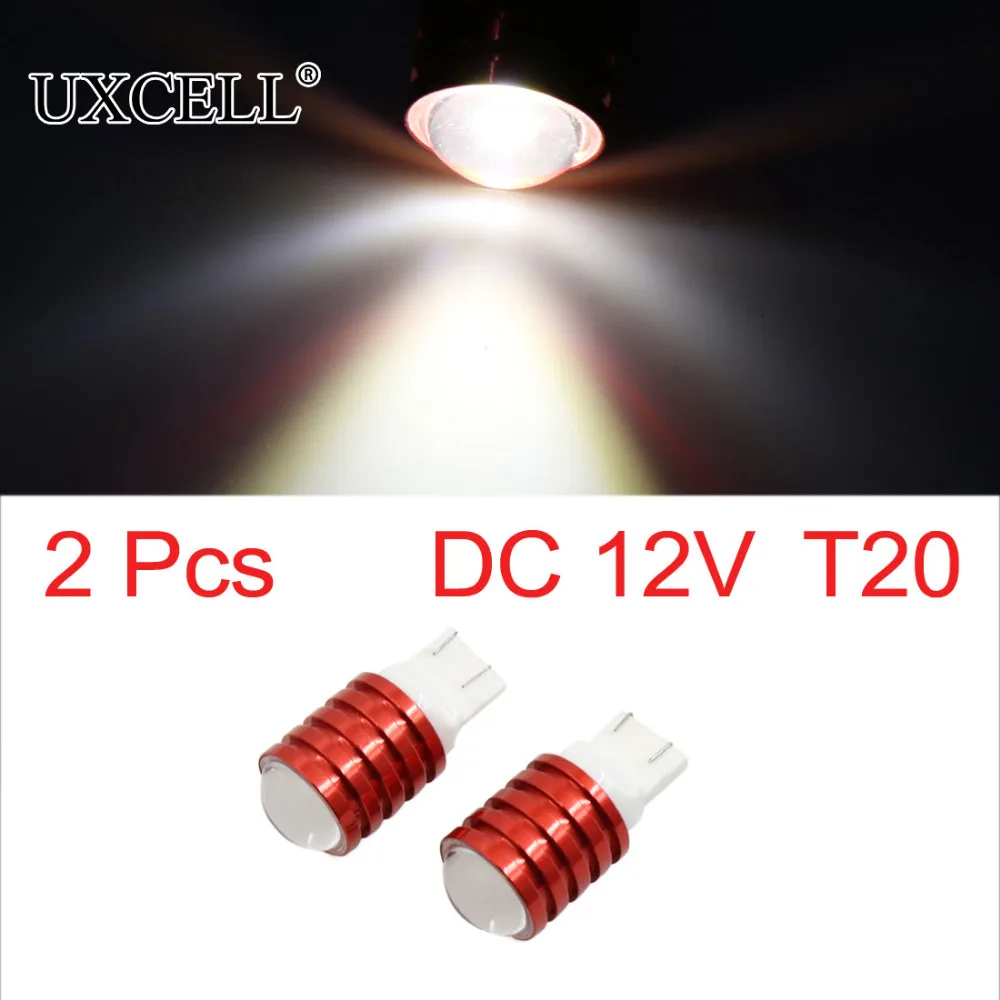 UXCELL 2Pcs T20 7440 7443 Warm White COB LED Projector Lens Car Brake Backup Reverse Light Lamp Red Shell | Автомобили и