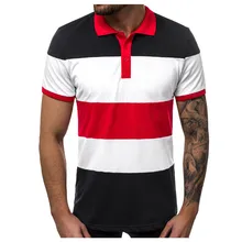 Мужская рубашка поло Homme в красную и белую полоску приталенная рубашка поло с отложным воротником и пуговицами в стиле пэчворк с коротким рукавом