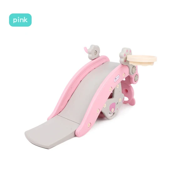 Ruizhi Multifunction Children Slide And Rocking Chair Child Home Playground Slides Eco-Friendly Plastic Slide Kids Gift RZ1084 - Color: Pink