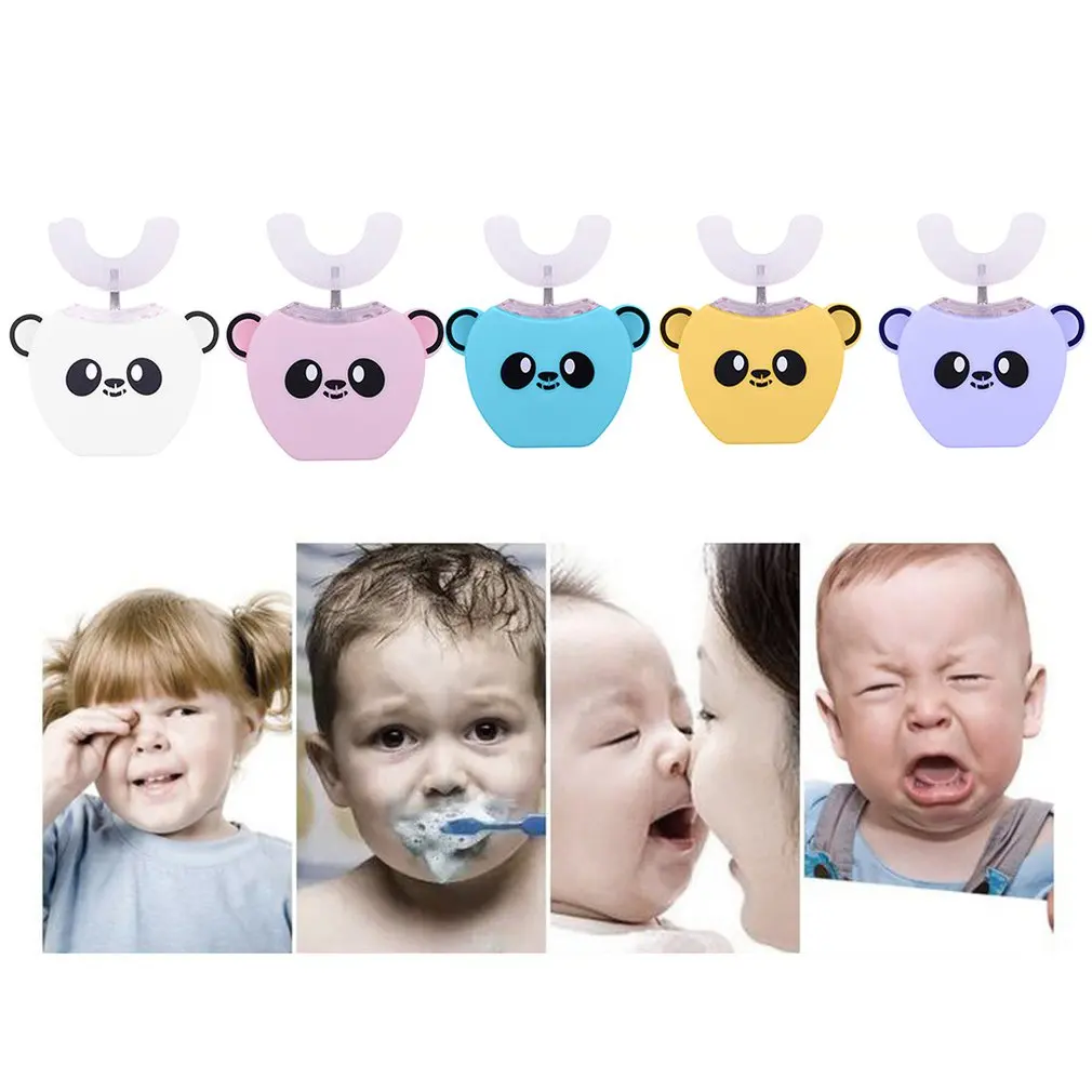U Shape Cartoon Children Kids Silicone 360 Degree Sonic Automatic Electric Toothbrush Teeth Whitening Toothbrush