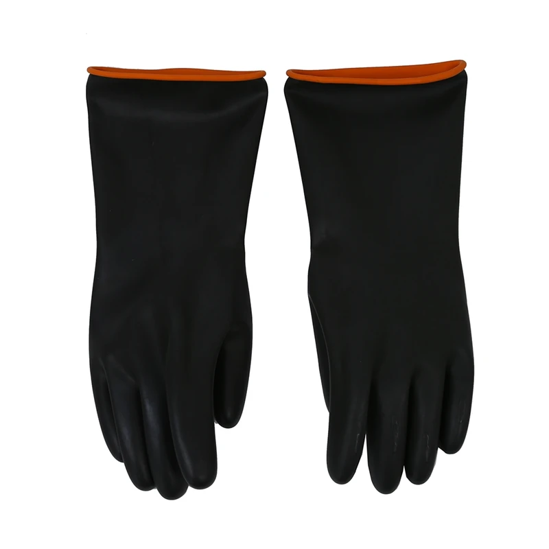 

Pair 14.5" Length Anti Acid Industry Chemical Resistant Rubber Gloves