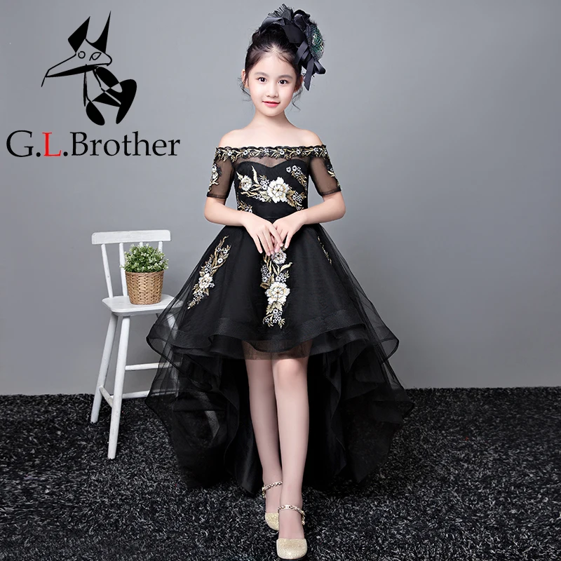 

Royal Princess Dress Cocktail Party Shoulderless Flower Girl Dresses Ball Gown Kids Pageant Dress Birthday Girls Prom Dress B57