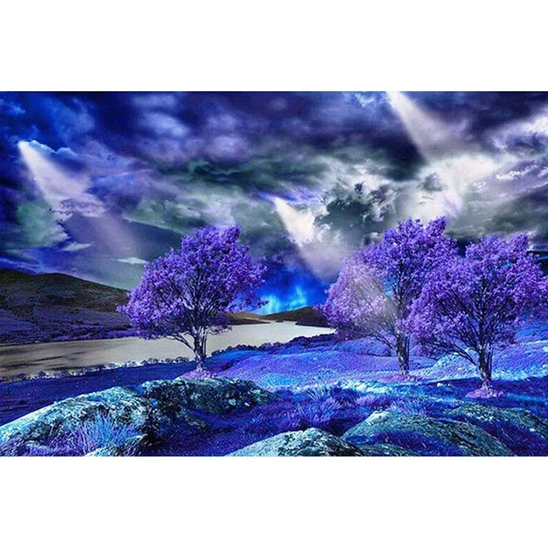 

Landcape Full Square/Round Drill 5D DIY Diamond Painting Dream Purple Tree 3D Embroidery Cross Stitch 5D Home Decor