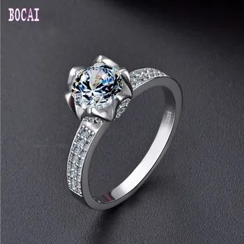

925 sterling silver women's ring six-claw set zircon female artificial natural stone ring Moissan stone ring