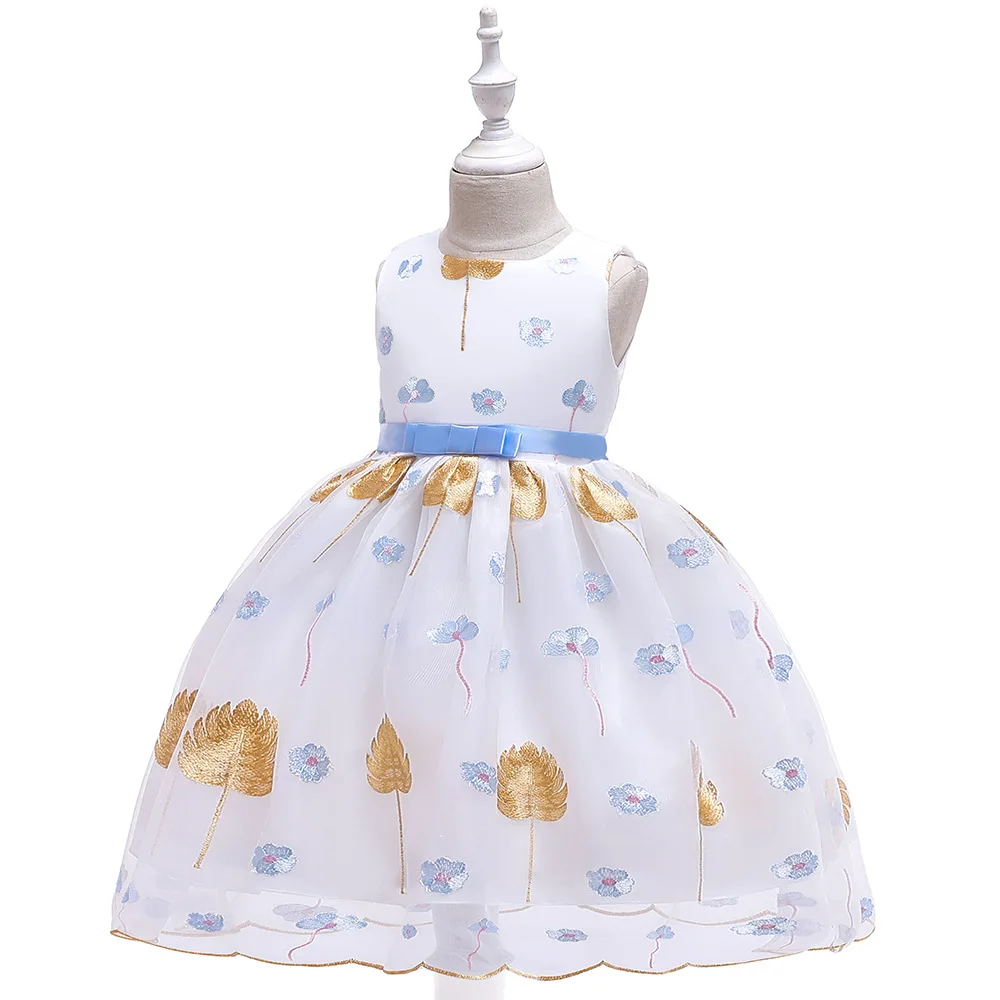 Fashion Girls Dress For Kids Embroidered Flowers Ball Gown Children Birthday Party Princess Dresses For Girls Clothes Prom Dress (2)