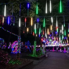 Вилка стандарта ЕС/США мульти-Цвет трубки «метеоритный дождь», 30 см, 10 шт./компл. IP65 светодиодный Рождественские огни Свадебная вечеринка сад Xmas свет шнура