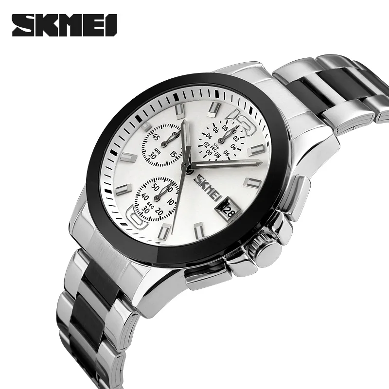 

SKMEI Men Business Stopwatch 30M Waterproof Clock Top Mens Quartz Wristwatches Casual Relogio Masculino Casual watches 9126